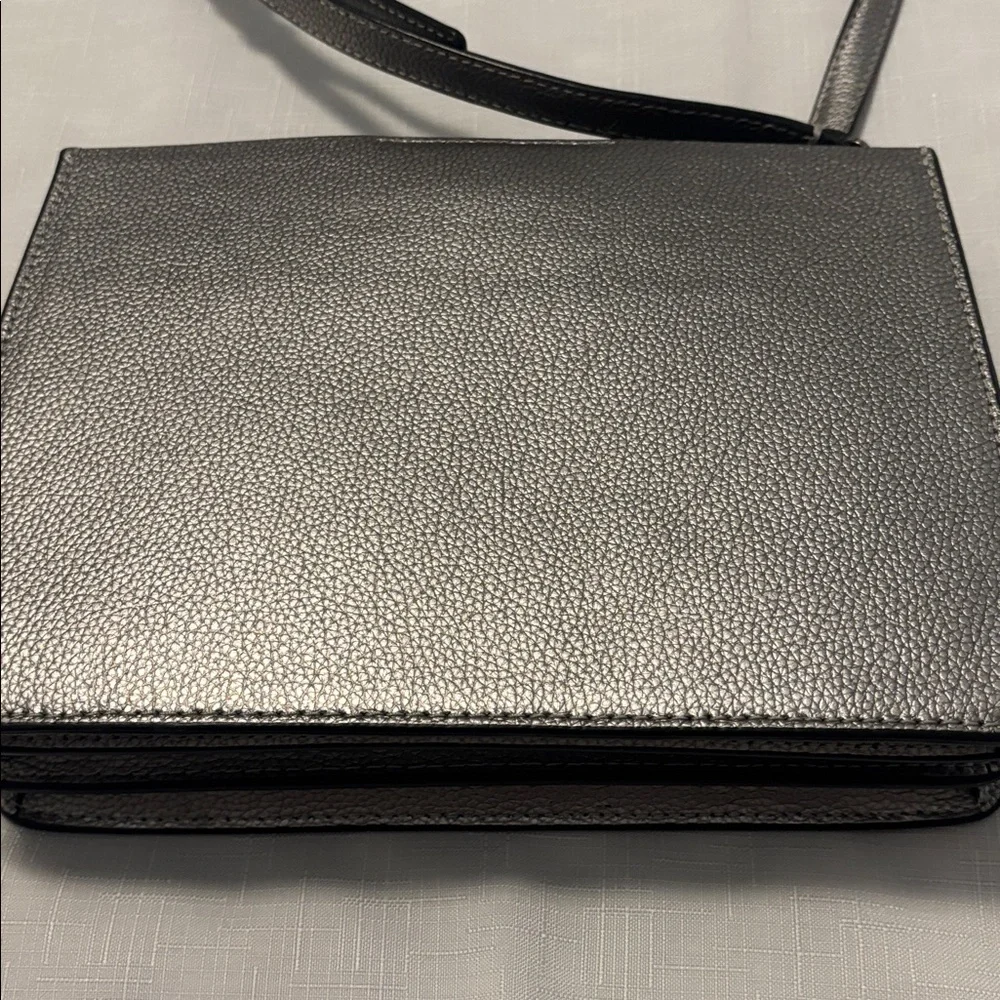 Kate Spade Eva Metallic Silver Crossbody bag pebbled leather medium jewel tone - Picture 8 of 16